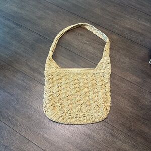 Capelli of New York Tan Crochet Shoulder Bag